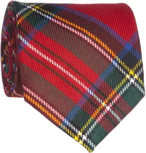 Stewart Royal Red Wool Plaid Check Neck Tie