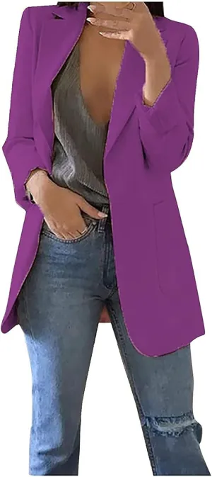 TARIENDY Office Suit Jacket for Women Ladies Open Front Casual Outfits Long Sleeve Suit Jacket Fashion Business Work Blazers