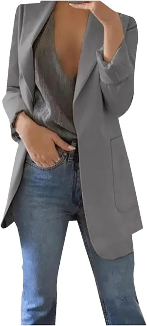 TARIENDY Office Suit Jacket for Women Ladies Open Front Casual Outfits Long Sleeve Suit Jacket Fashion Business Work Blazers