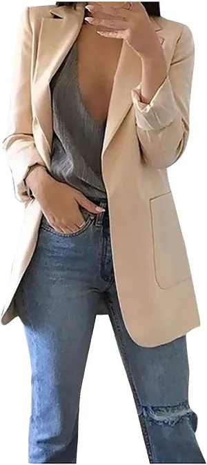 TARIENDY Office Suit Jacket for Women Ladies Open Front Casual Outfits Long Sleeve Suit Jacket Fashion Business Work Blazers