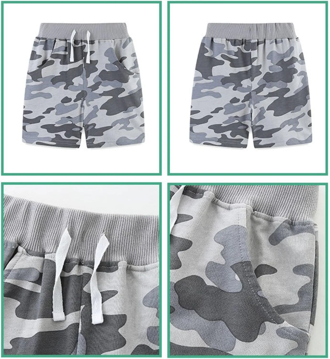 Toddler Baby Boys' Pull-on Cargo Shorts Jogger Elastic Shorts Summer Camouflage Active Pants with Pockets