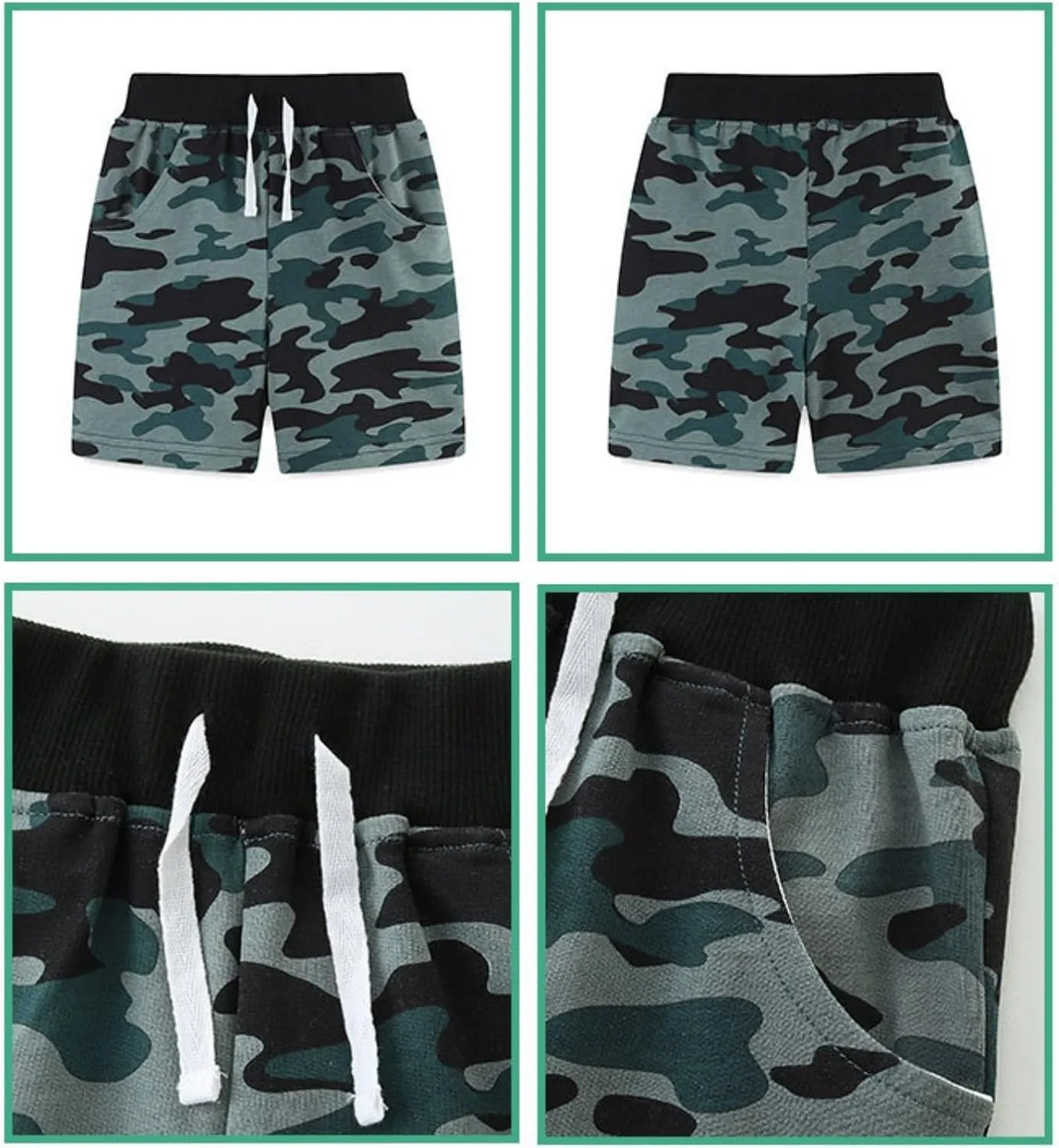 Toddler Baby Boys' Pull-on Cargo Shorts Jogger Elastic Shorts Summer Camouflage Active Pants with Pockets