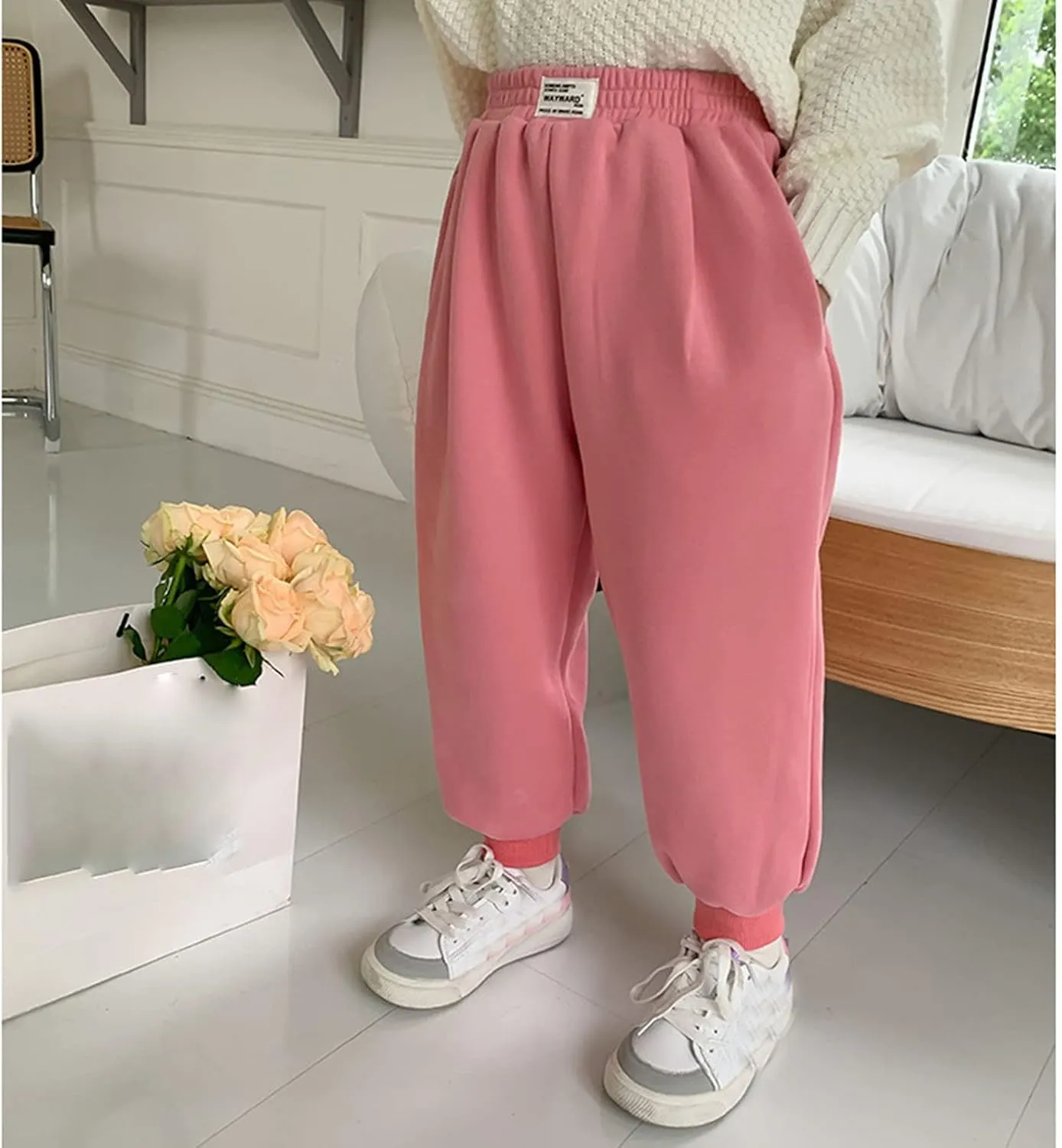 Toddler Boys Girls Fleece Pants Baby Pull-On Pants Winter Warm Sherp𝐚 Lined Sweatpants Jogger Kids Harem Pants