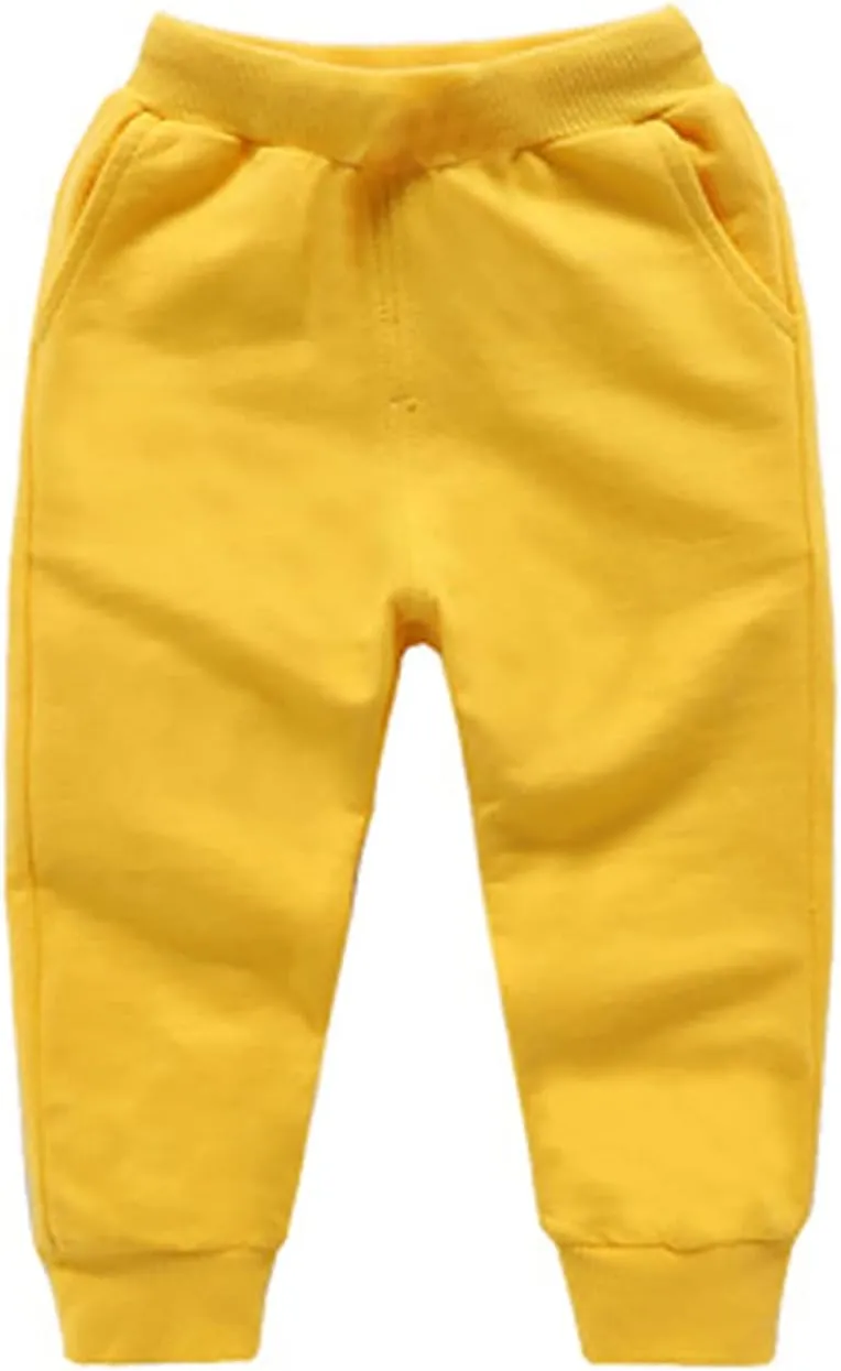 Toddler Girls Boy's Sweatpants Baby Cotton Pull on Jogger Pants Kids Solid Elastic Waist Slim Sport Pants