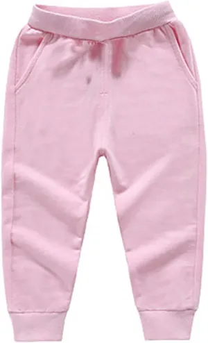 Toddler Girls Boy's Sweatpants Baby Cotton Pull on Jogger Pants Kids Solid Elastic Waist Slim Sport Pants