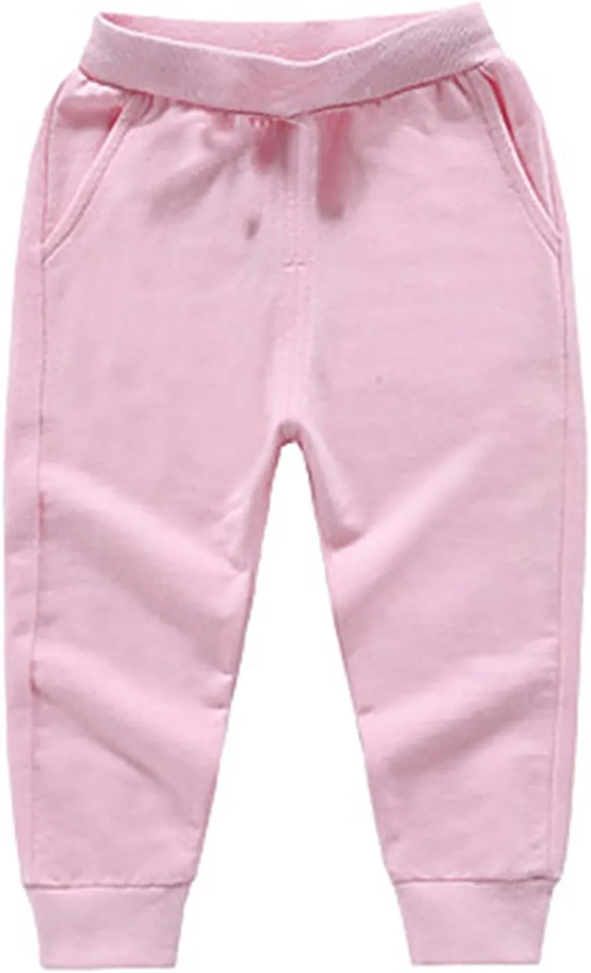 Toddler Girls Boy's Sweatpants Baby Cotton Pull on Jogger Pants Kids Solid Elastic Waist Slim Sport Pants