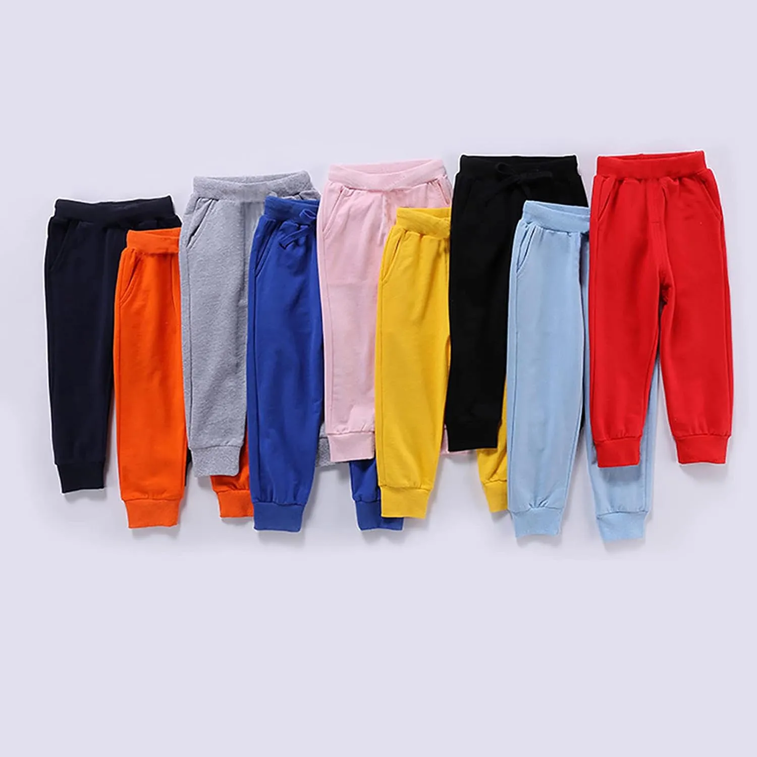Toddler Girls Boy's Sweatpants Baby Cotton Pull on Jogger Pants Kids Solid Elastic Waist Slim Sport Pants