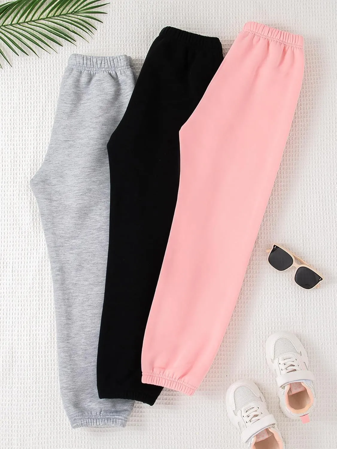 Toddler Girls Pull On Fleece Jogger Sweatpants Girls Elastic Waist Thermal Lined Pants for Kids