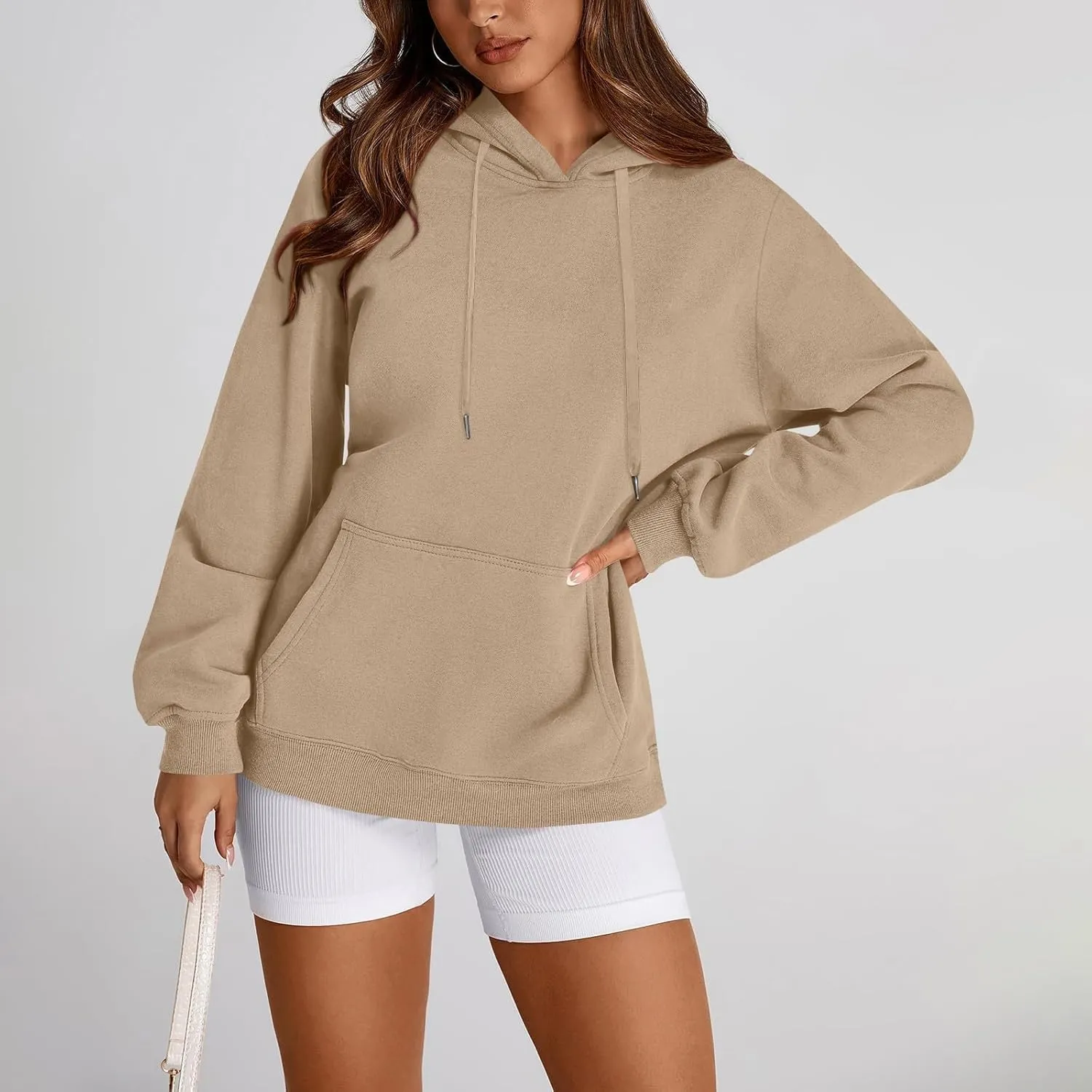 TWGONE Womens Hoodies Pullover Casual Long Sleeve Solid Lightweight Tops Loose Hooded Sweatshirt with Pocket