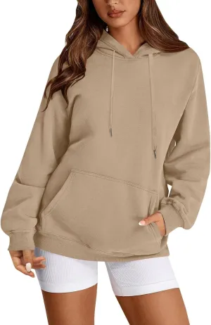 TWGONE Womens Hoodies Pullover Casual Long Sleeve Solid Lightweight Tops Loose Hooded Sweatshirt with Pocket