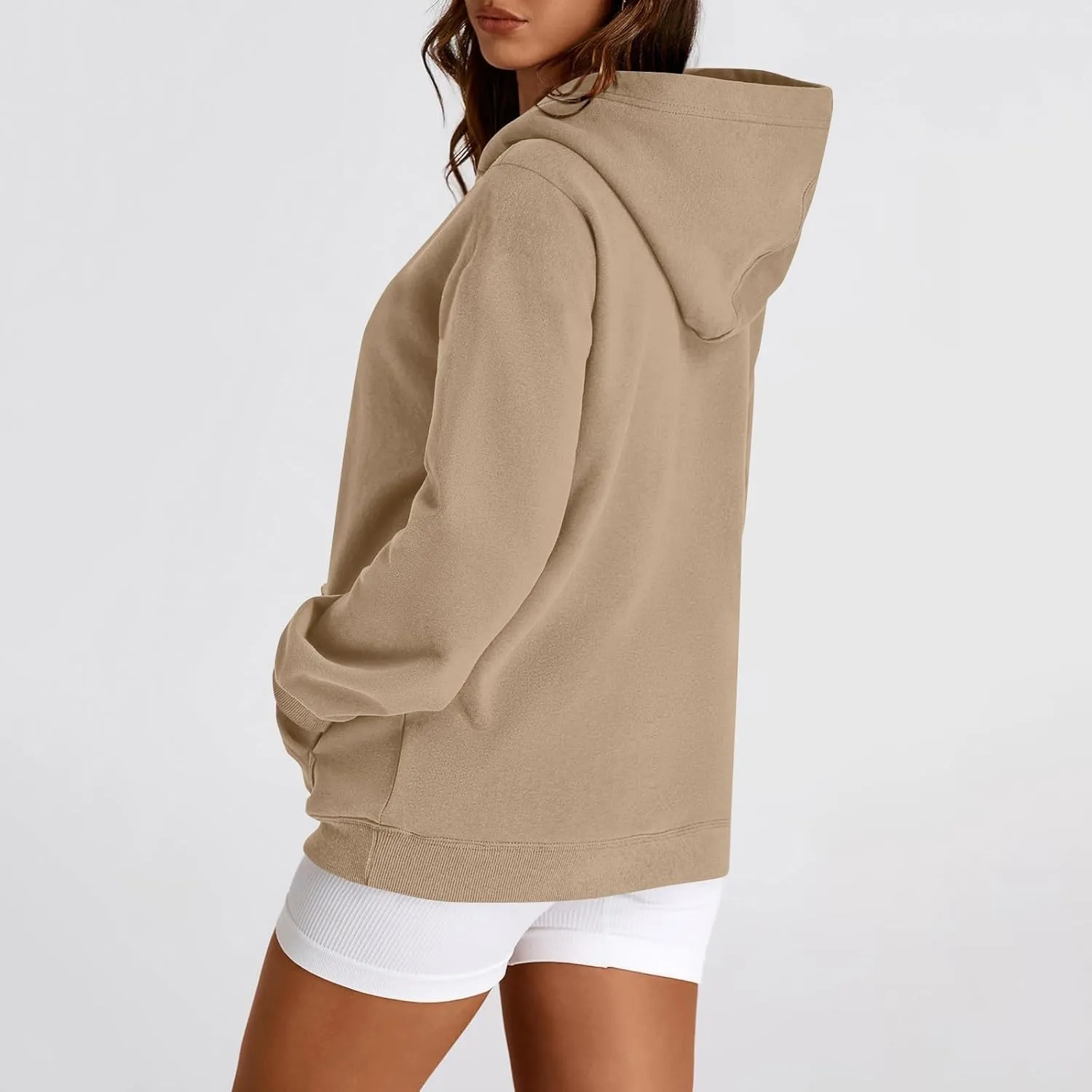 TWGONE Womens Hoodies Pullover Casual Long Sleeve Solid Lightweight Tops Loose Hooded Sweatshirt with Pocket