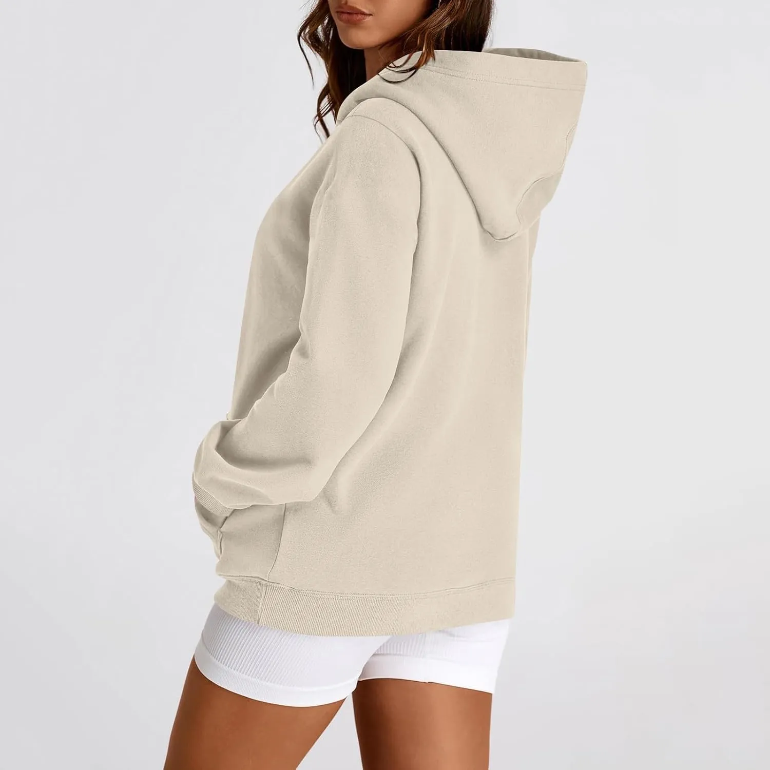 TWGONE Womens Hoodies Pullover Casual Long Sleeve Solid Lightweight Tops Loose Hooded Sweatshirt with Pocket
