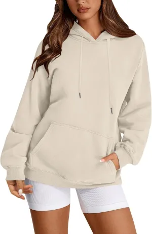 TWGONE Womens Hoodies Pullover Casual Long Sleeve Solid Lightweight Tops Loose Hooded Sweatshirt with Pocket