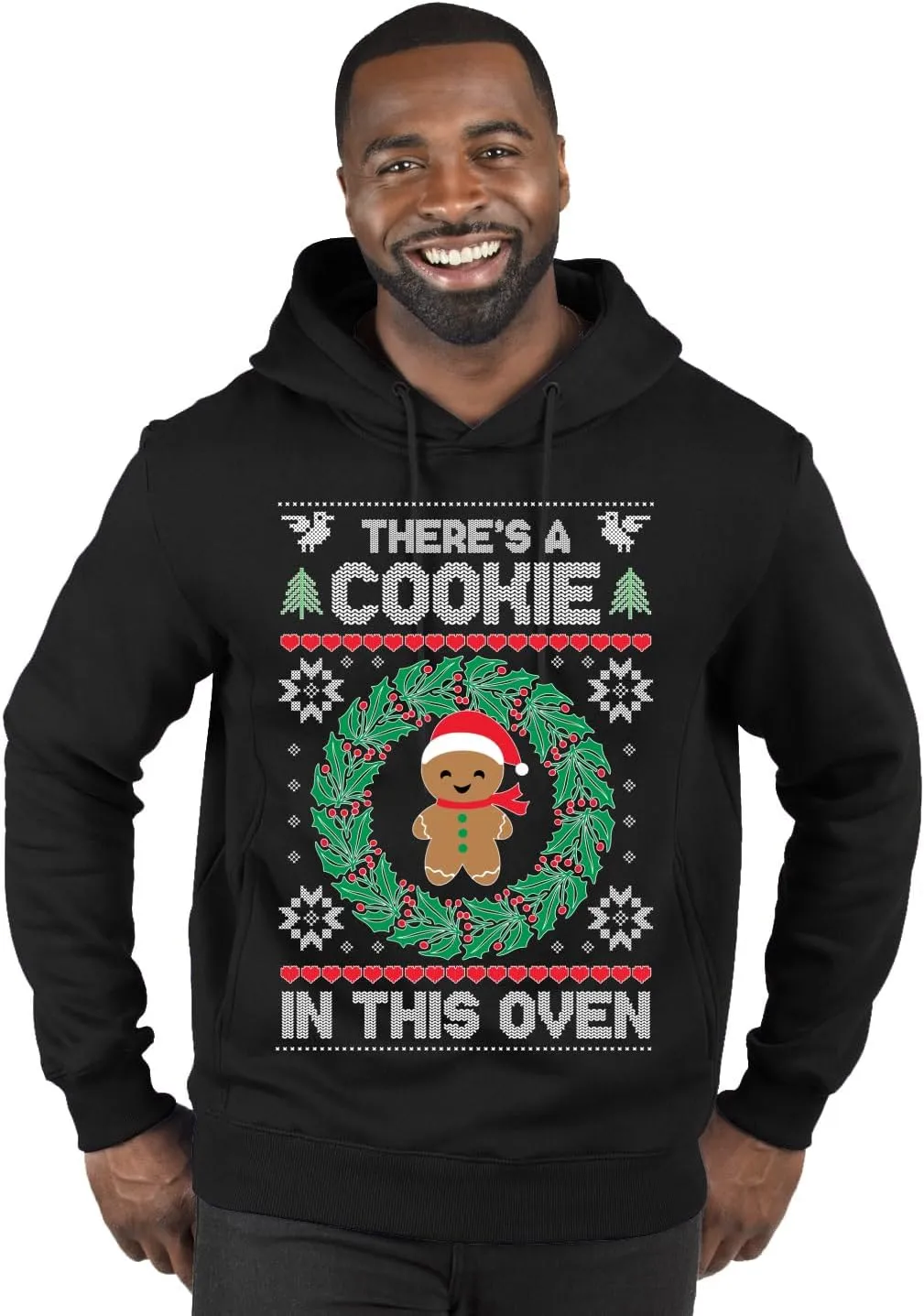 Wild Bobby Theres a Cookie in this Oven Pregnancy Announcement Ugly Christmas Sweater Unisex Crewneck Sweatshirt