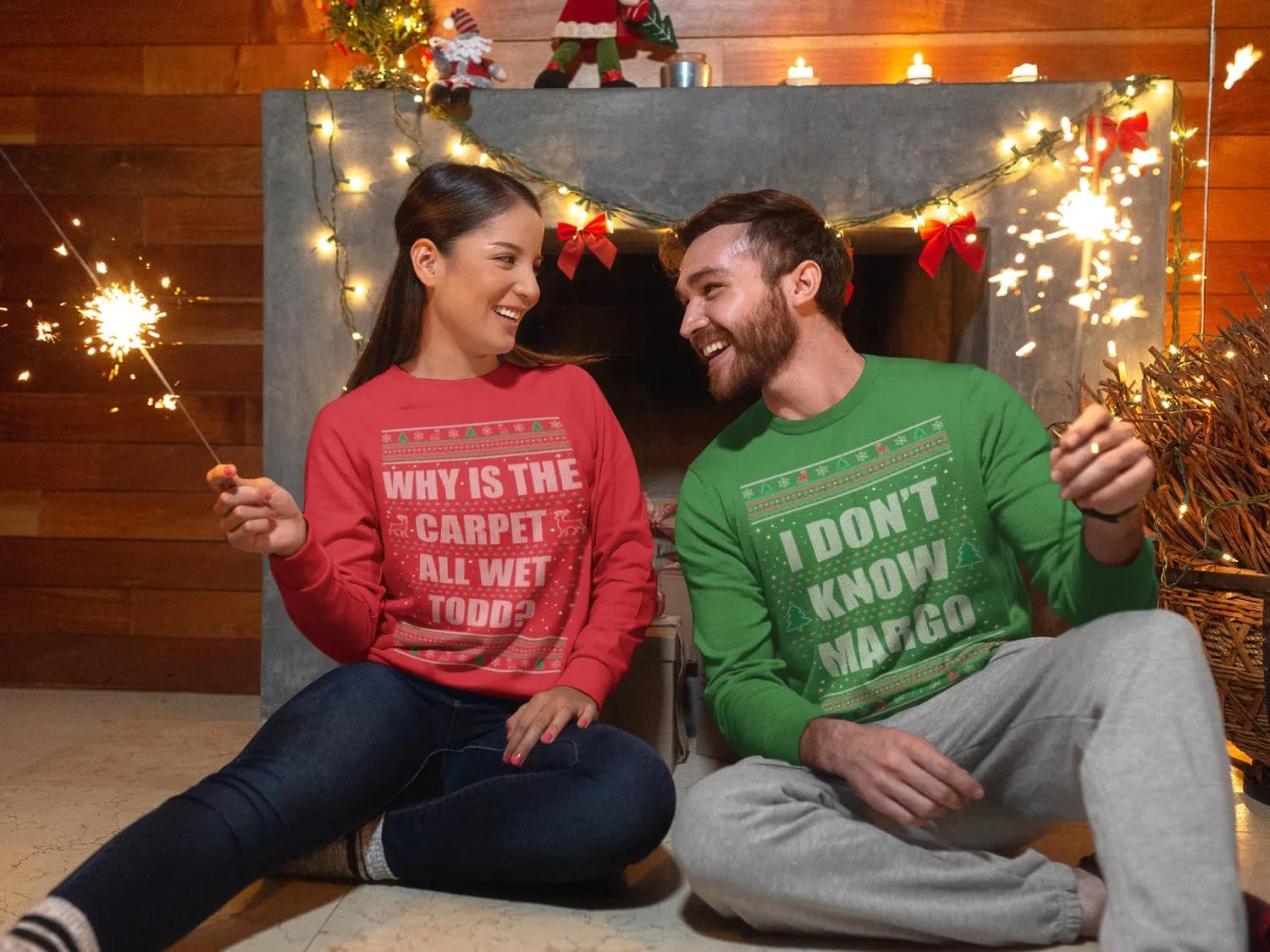 Wild Bobby Ugly Christmas Sweaters for Couples Adult His Hers Unisex Christmas Holiday Sweatshirts