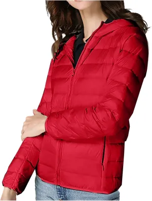 Winter Cropped Puffer Jacket for Women Fashion Slim Long Sleeve Hooded Quilted Coat Lightweight Thermal Workout Outwear