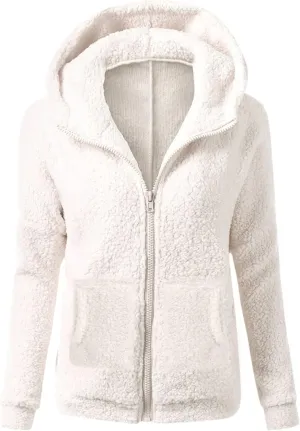 Winter Jackets for women 2024 Faux Fur Sherpa Jacket Fuzzy Hooded Zip Up Jacket Winter Coats Shearling Outwear Shaggy Coat