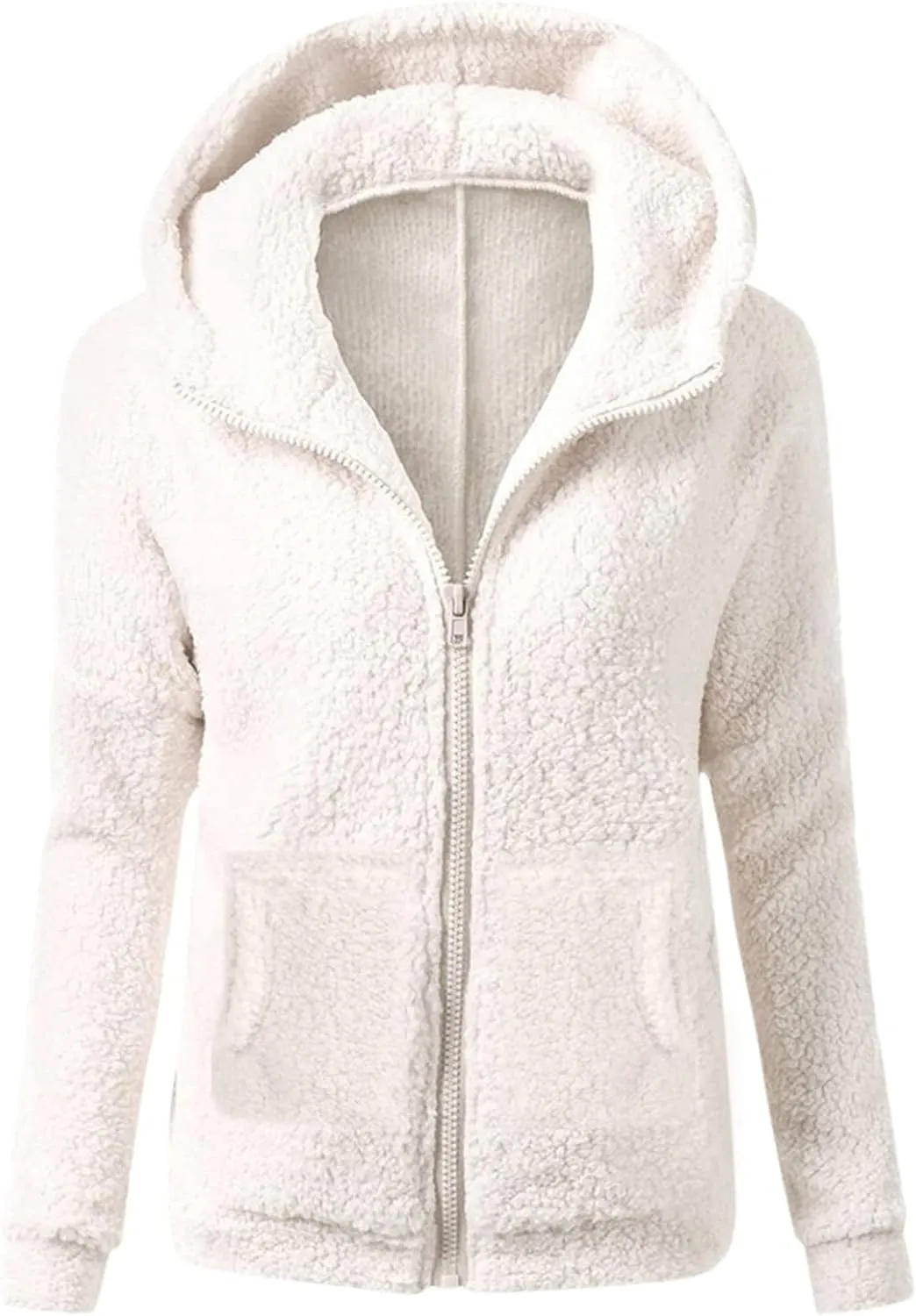 Winter Jackets for women 2024 Faux Fur Sherpa Jacket Fuzzy Hooded Zip Up Jacket Winter Coats Shearling Outwear Shaggy Coat