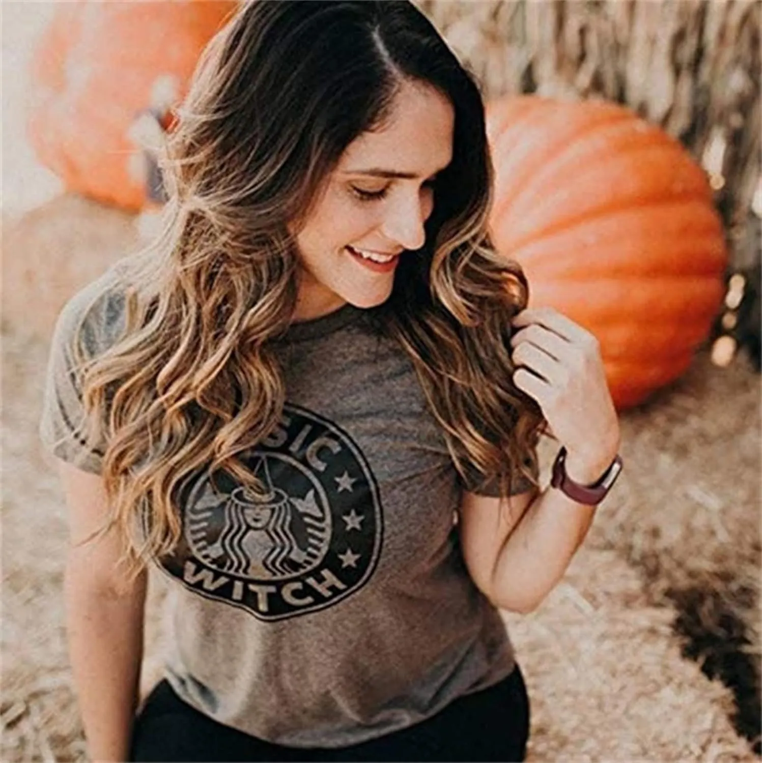 Women Basic Witch T-Shirts Hocus Pocus Halloween Shirts Goth Costume
