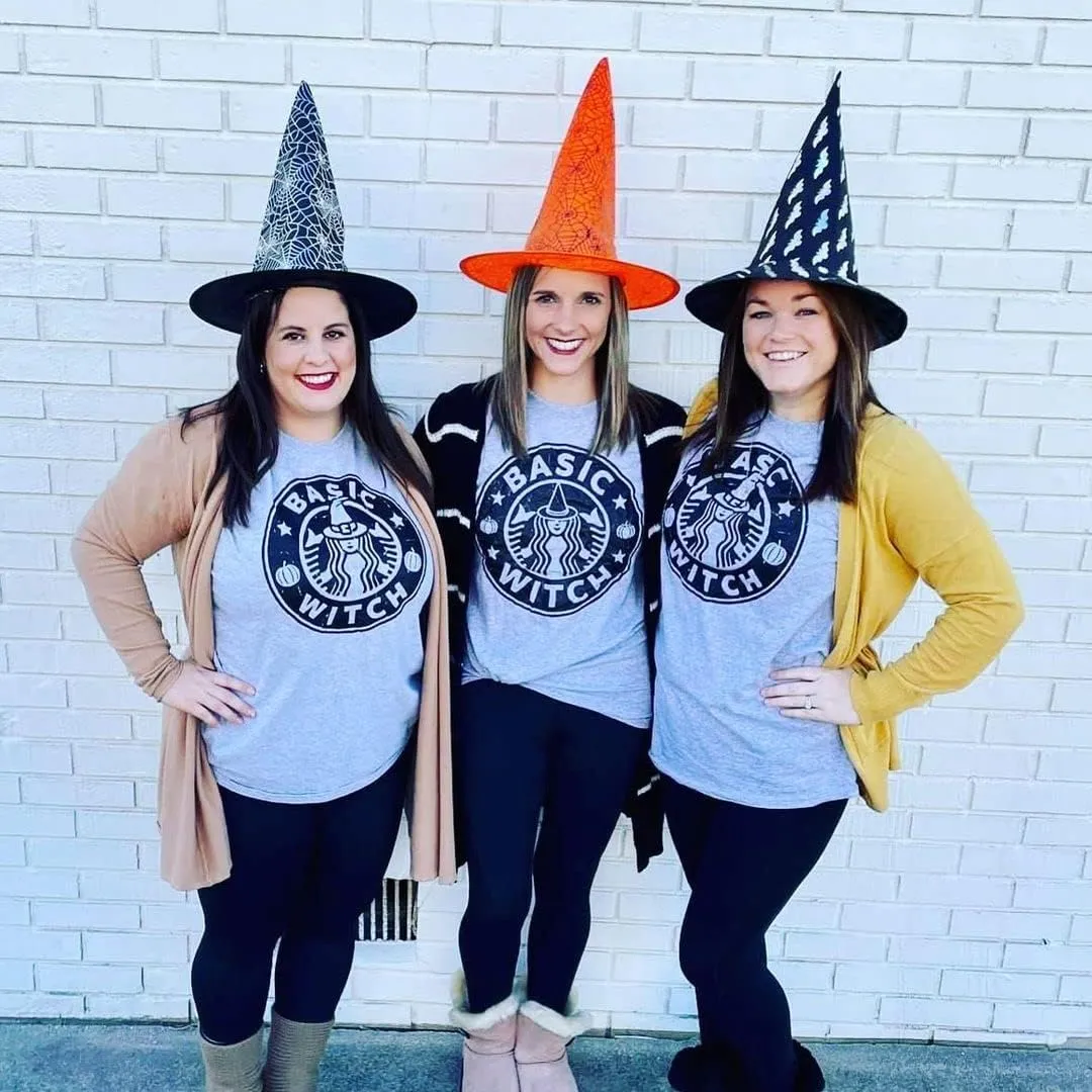 Women Basic Witch T-Shirts Hocus Pocus Halloween Shirts Goth Costume