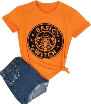 Women Basic Witch T-Shirts Hocus Pocus Halloween Shirts Goth Costume