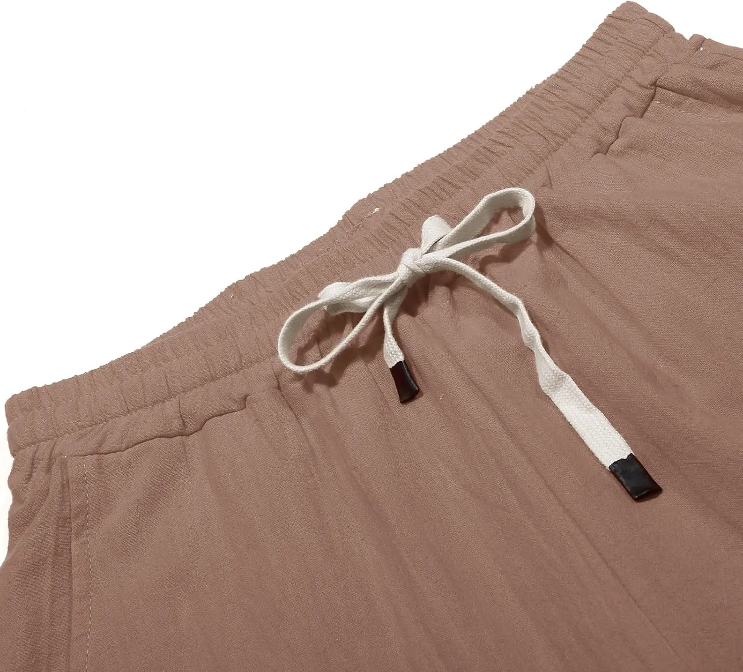 Women Casual Elastic Waist Pants Loose Side Button Comfy Straight Leg Trousers Summer Fashion Trousers with Pocket