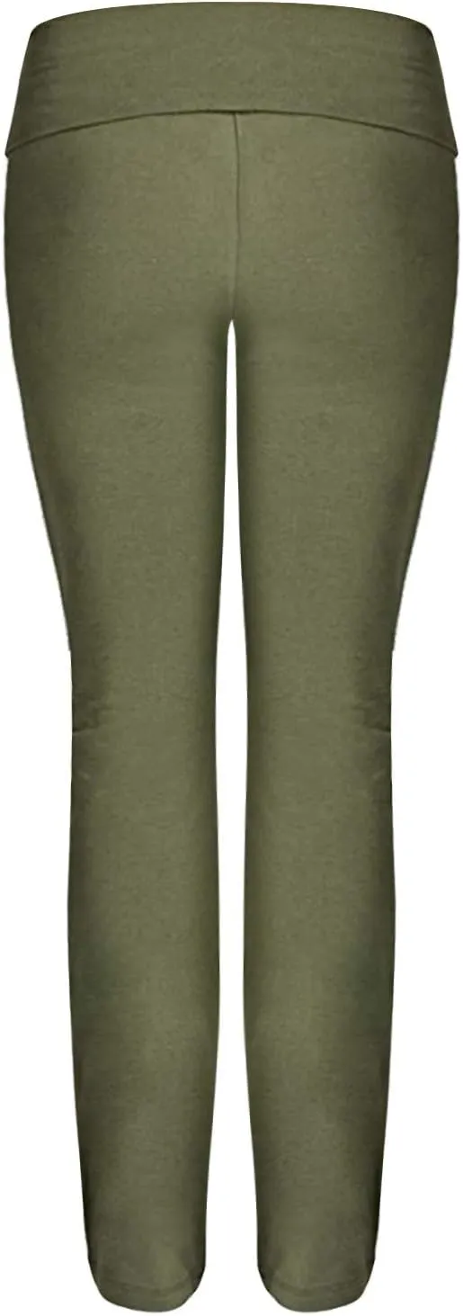 Women Cotton Linen Casual Pants 2023 Straight Leg Drawstring Elastic Waist Loose Comfy Palazzo Trousers with Pockets