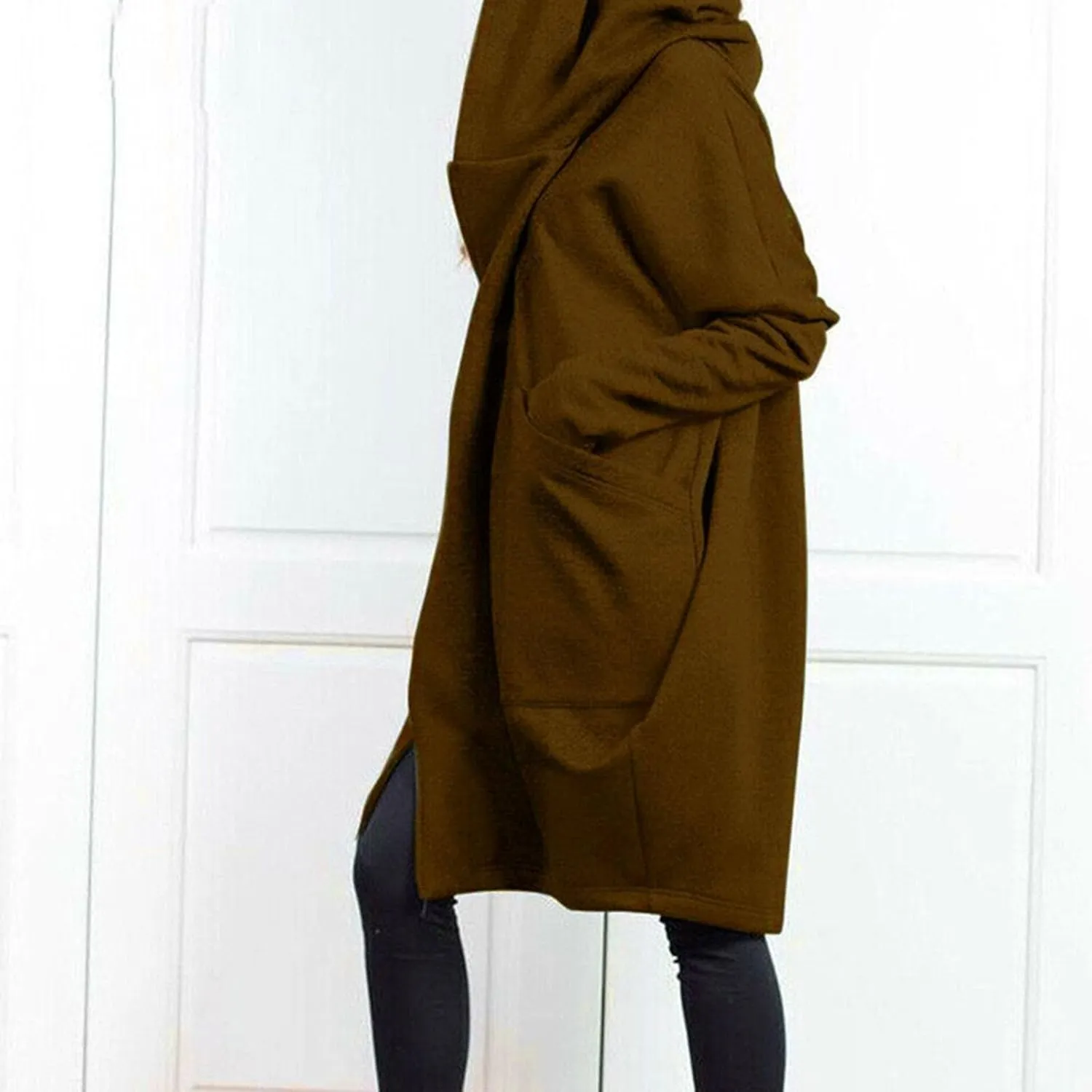 Women Long Hoodies Oversized Zip Up Tunic Coats Outerwear Longline Jackets Long Sleeve Cardigan with Pockets