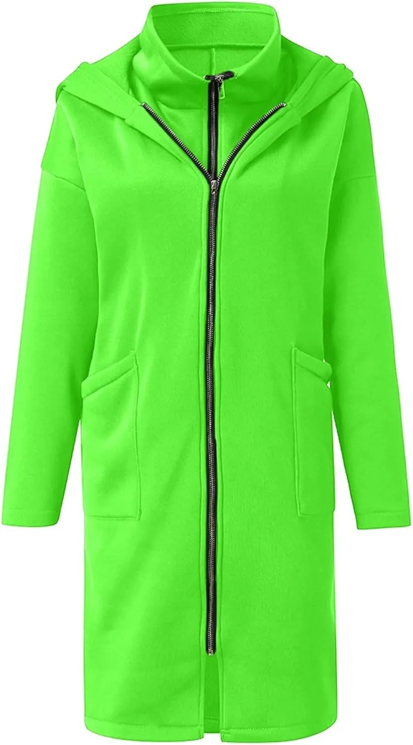 Women Long Hoodies Oversized Zip Up Tunic Coats Outerwear Longline Jackets Long Sleeve Cardigan with Pockets