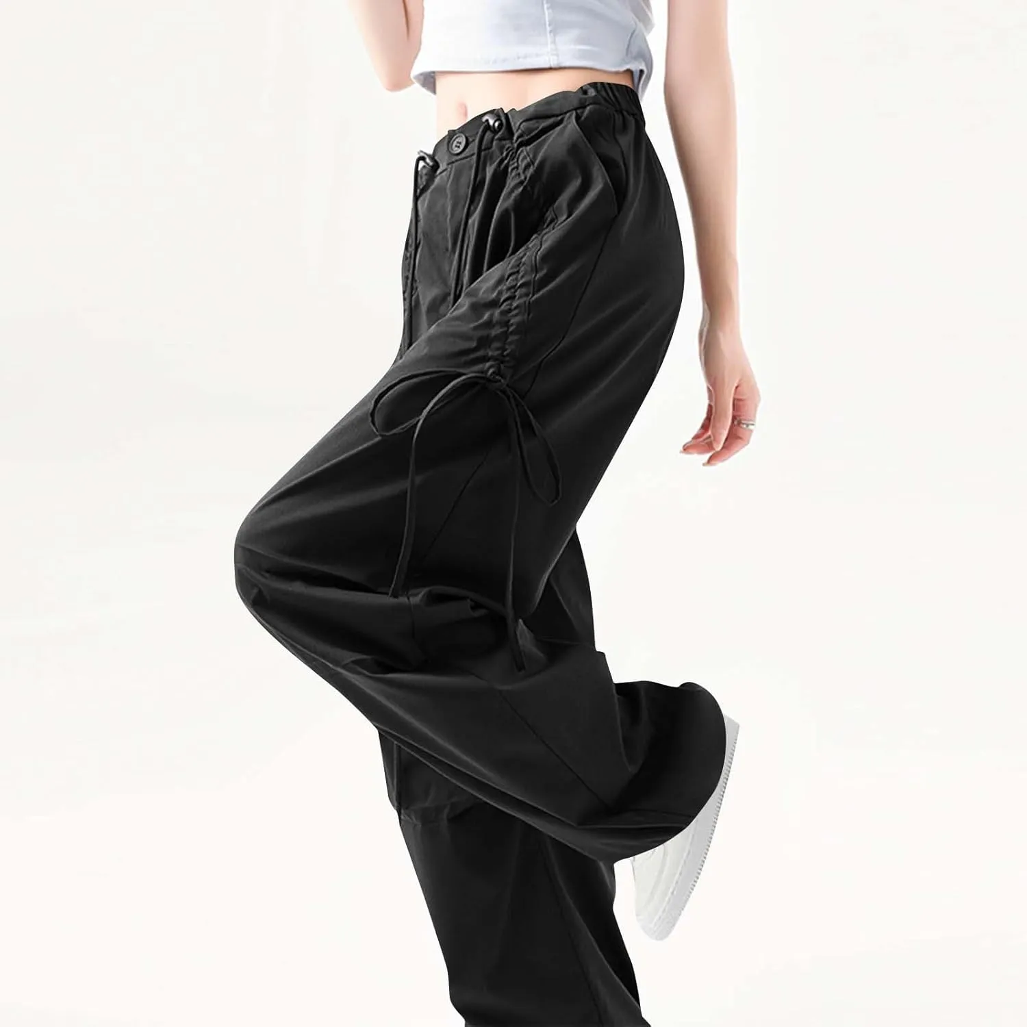 Women Pleated High Cut Straight Leg Plain Long Leg Loose Fit Trousers Pants for Women Cargo Summer Fall 2025 Y2K
