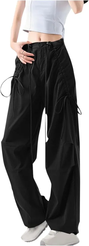 Women Pleated High Cut Straight Leg Plain Long Leg Loose Fit Trousers Pants for Women Cargo Summer Fall 2025 Y2K
