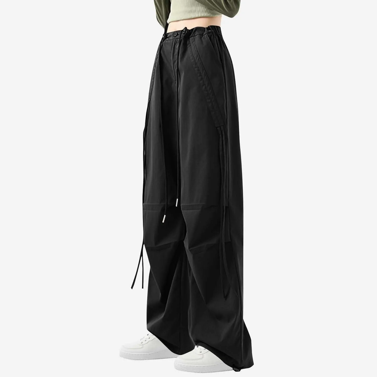 Women Pleated High Cut Straight Leg Plain Long Leg Loose Fit Trousers Pants for Women Cargo Summer Fall 2025 Y2K