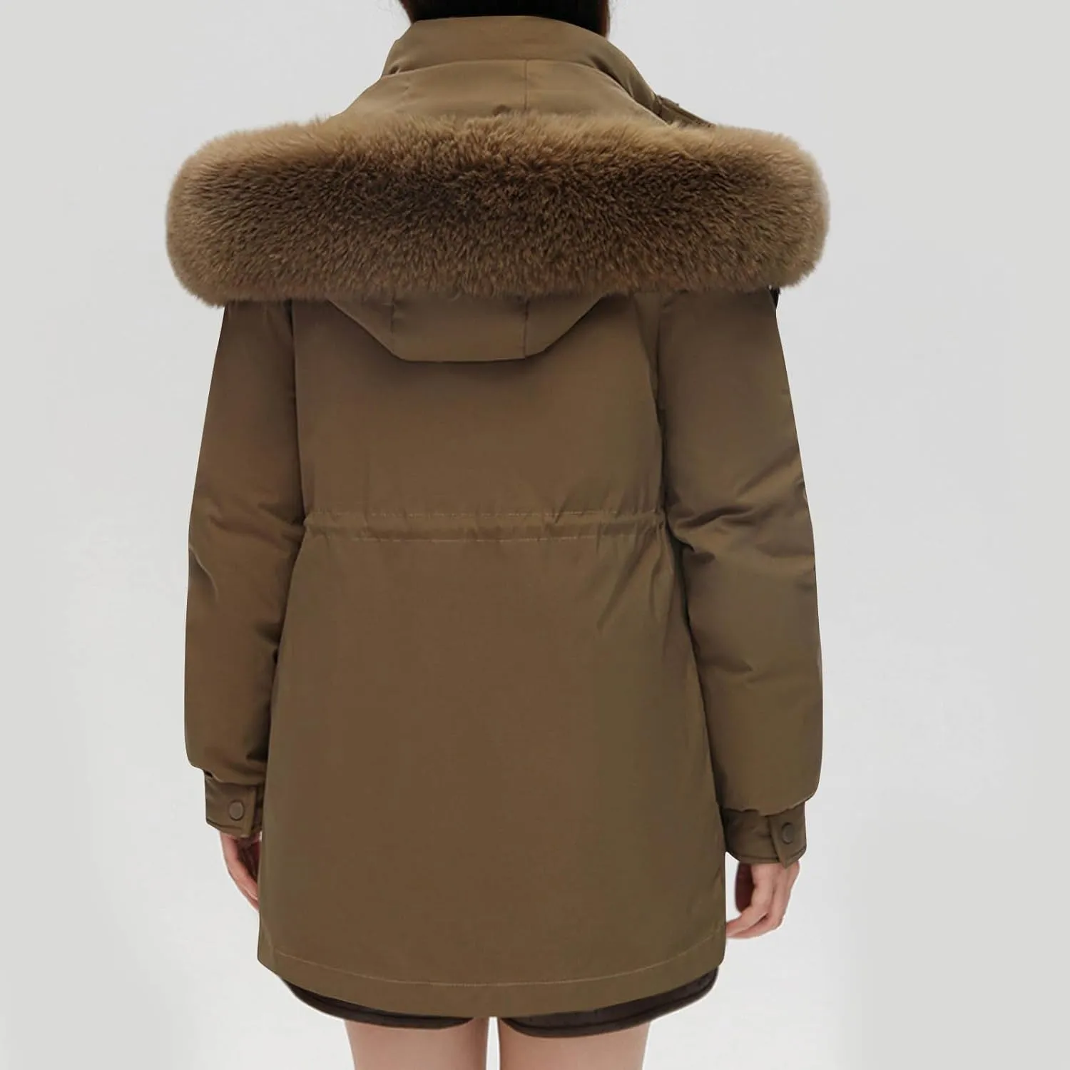 Women Puffer Jacket with Hood Hooded Winter Down Puffer Coat for Women with Faux-Fur Hood & Collar