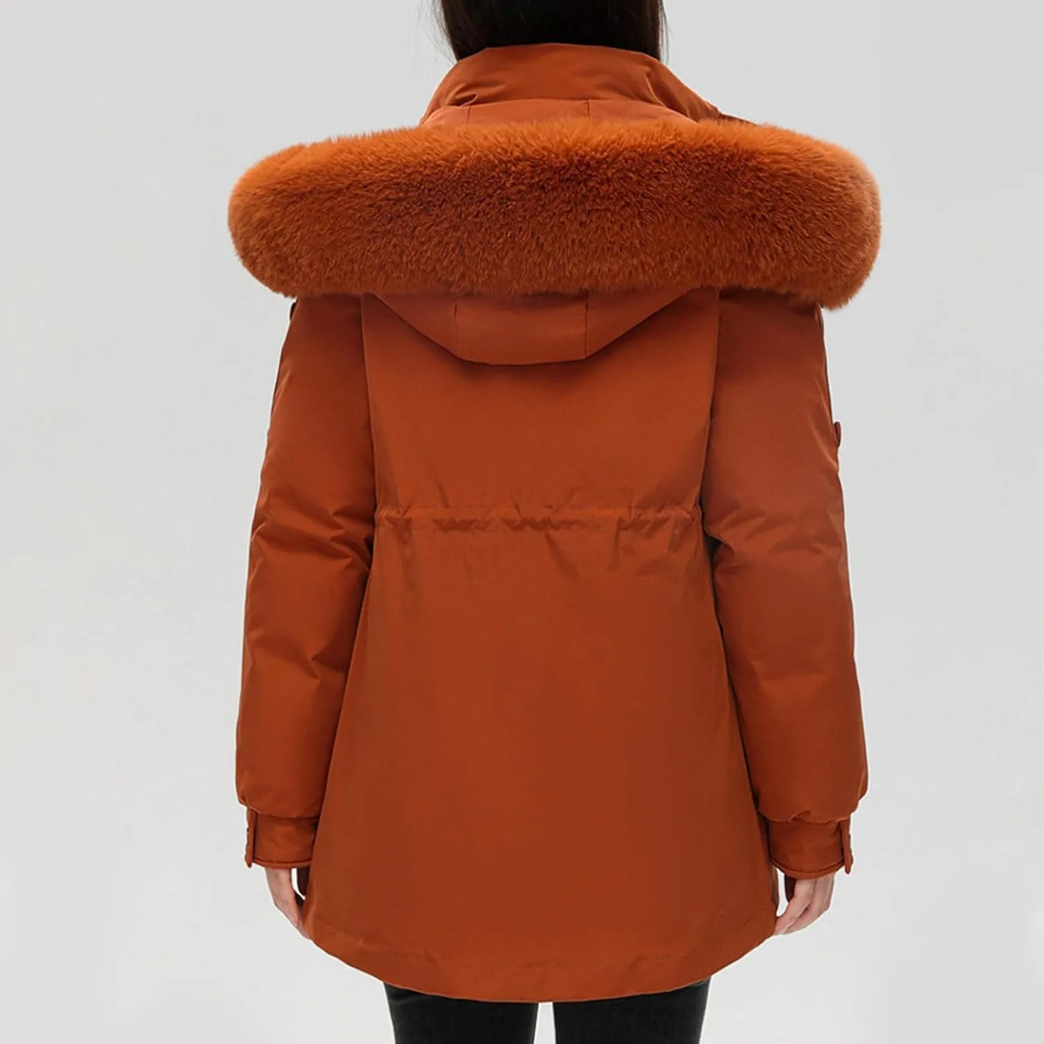 Women Puffer Jacket with Hood Hooded Winter Down Puffer Coat for Women with Faux-Fur Hood & Collar