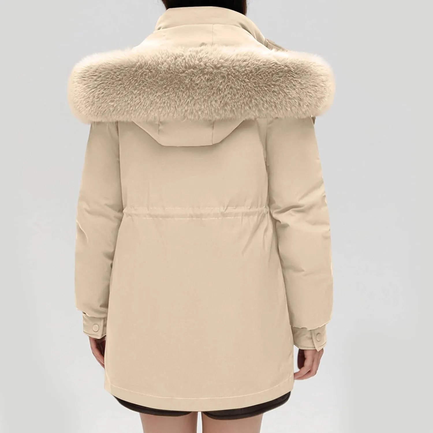 Women Puffer Jacket with Hood Hooded Winter Down Puffer Coat for Women with Faux-Fur Hood & Collar