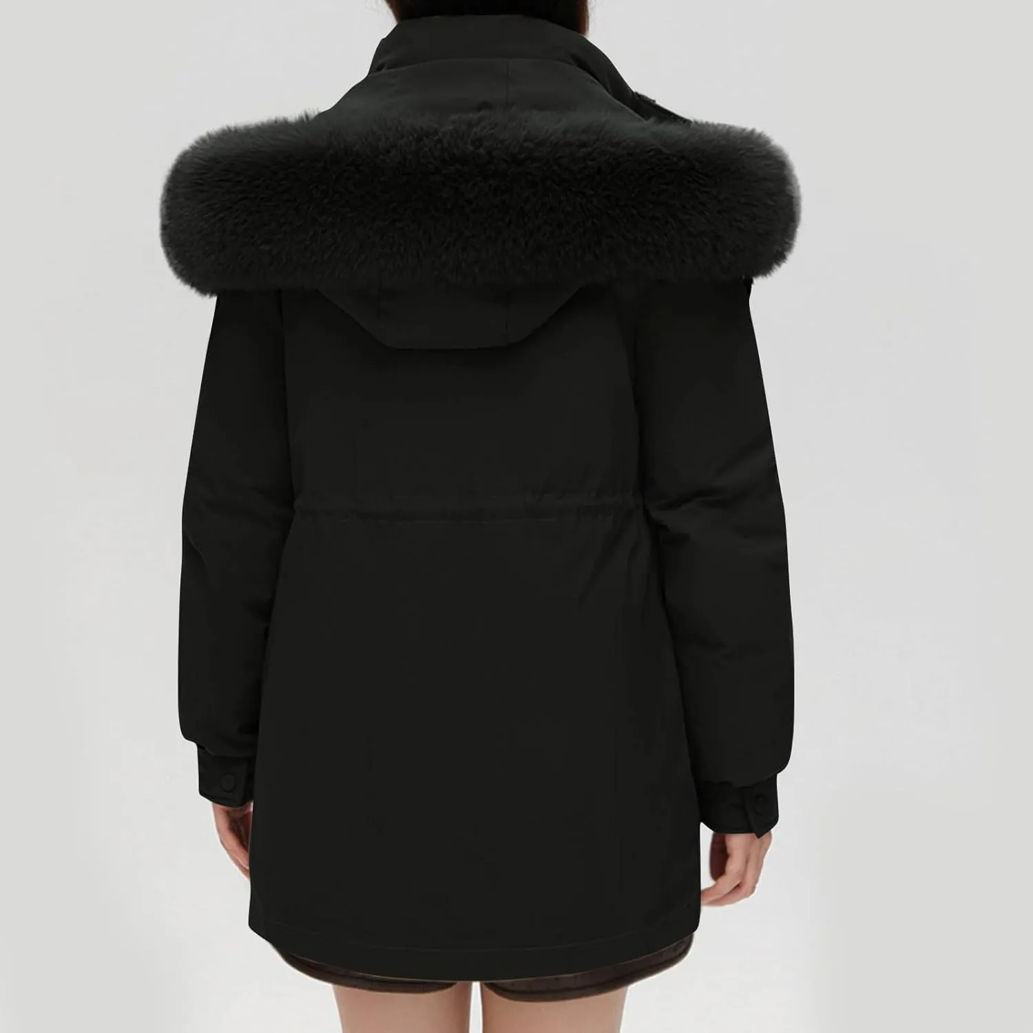 Women Puffer Jacket with Hood Hooded Winter Down Puffer Coat for Women with Faux-Fur Hood & Collar