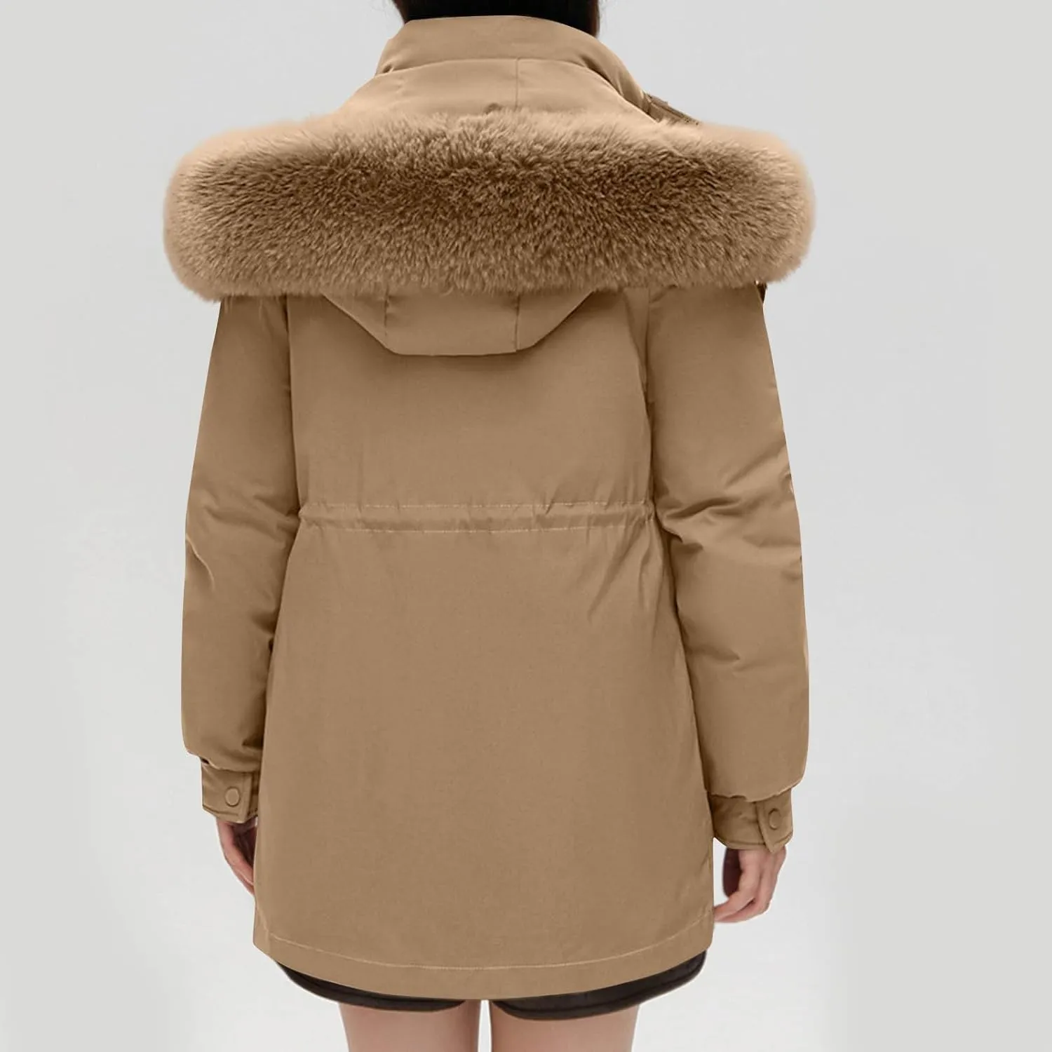 Women Puffer Jacket with Hood Hooded Winter Down Puffer Coat for Women with Faux-Fur Hood & Collar