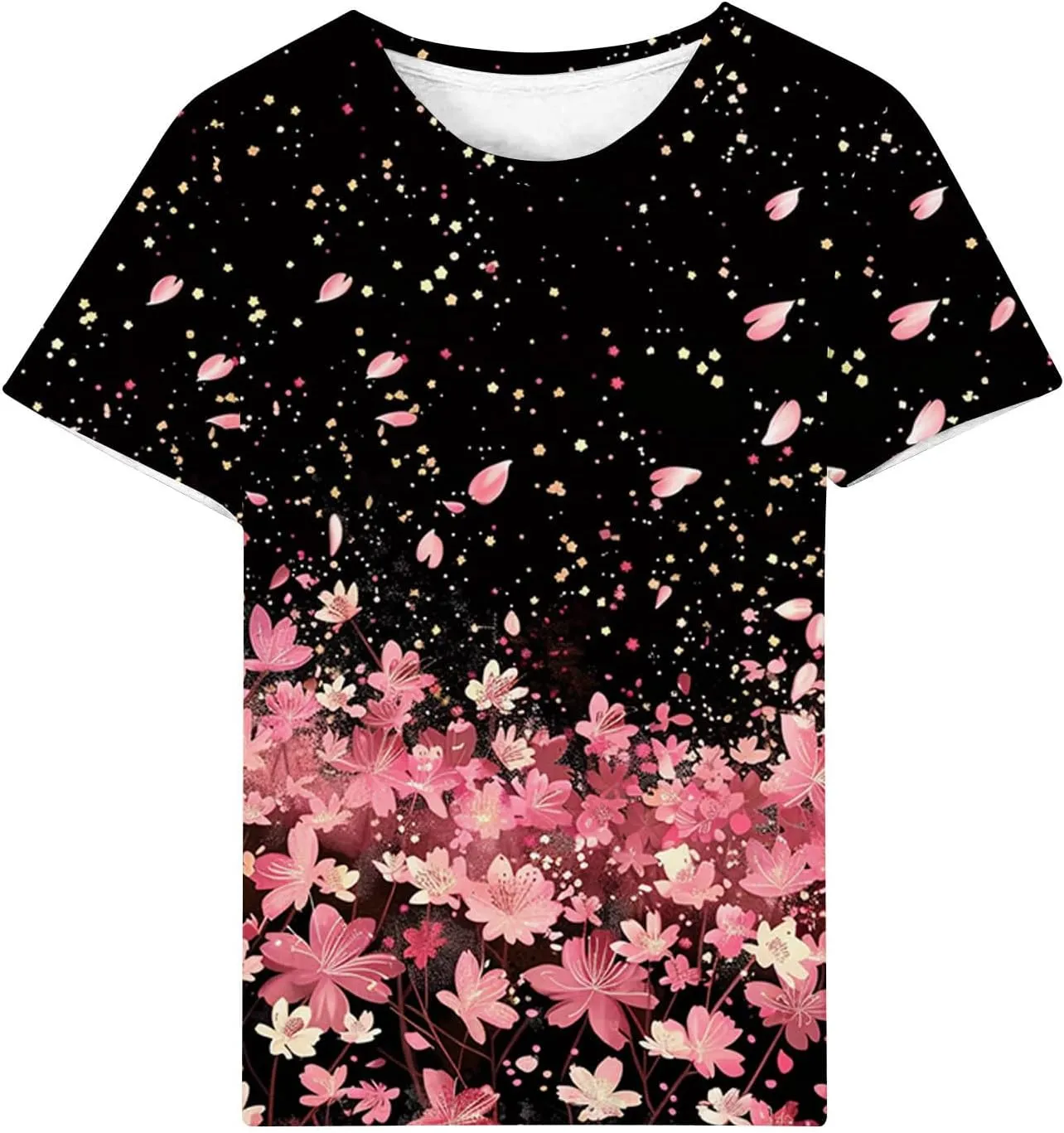 Women Summer Casual Hawaiian Printed T Shirt Short Sleeve Crewneck Vacation Basic Tops Loose Comfy Blouse