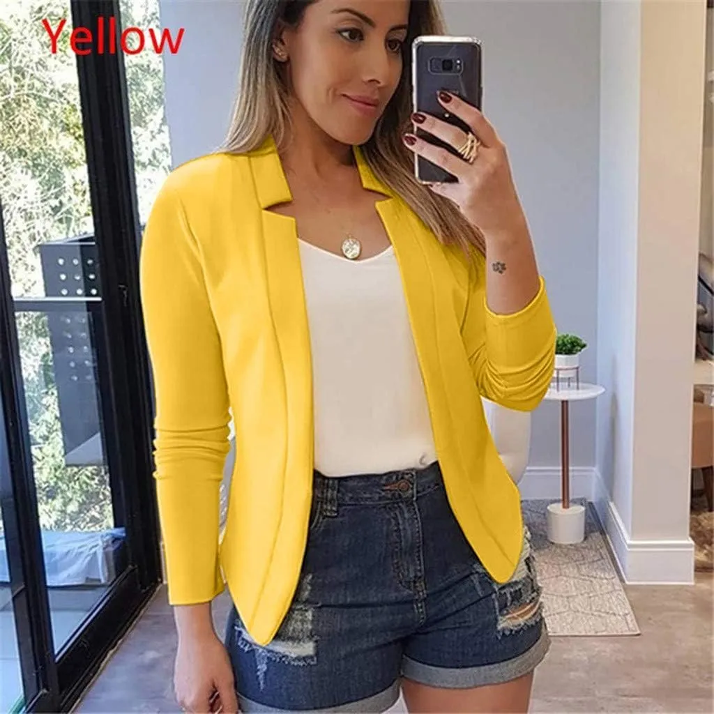 Womens Blazer Jackets 2024 Fall Fashion Open Front Cardigan Blazers Business Casual Long Sleeve Dressy Suit Work Coat