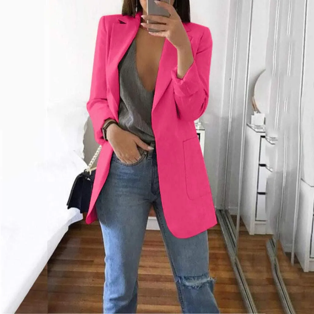 Womens Blazers Dressy Casual Plus Size Long Sleeve Blazer Oversized Open Front Lapel Collar Business Work Jacket