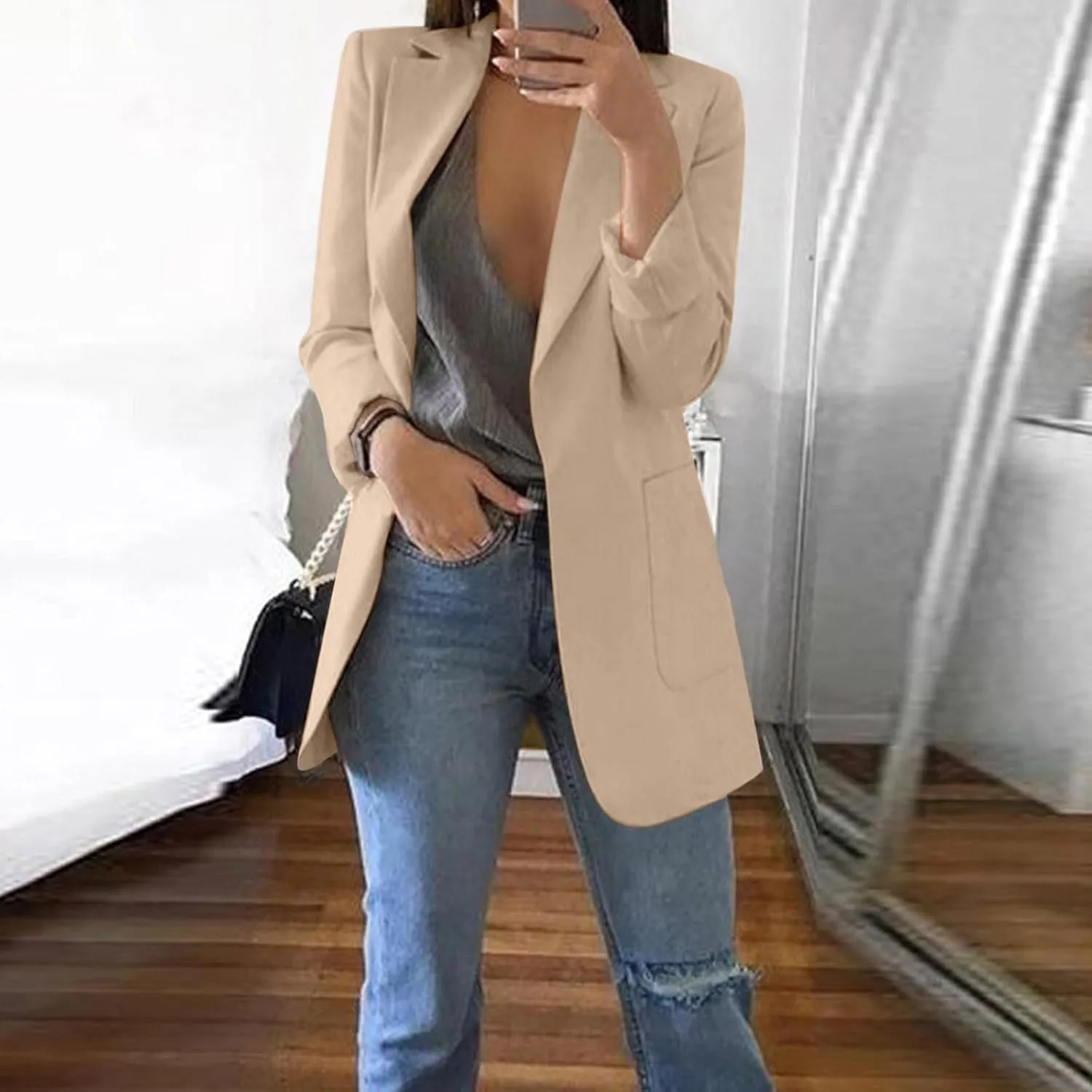 Womens Blazers Dressy Casual Plus Size Long Sleeve Blazer Oversized Open Front Lapel Collar Business Work Jacket