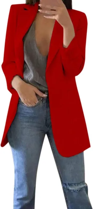Womens Blazers Dressy Casual Plus Size Long Sleeve Blazer Oversized Open Front Lapel Collar Business Work Jacket