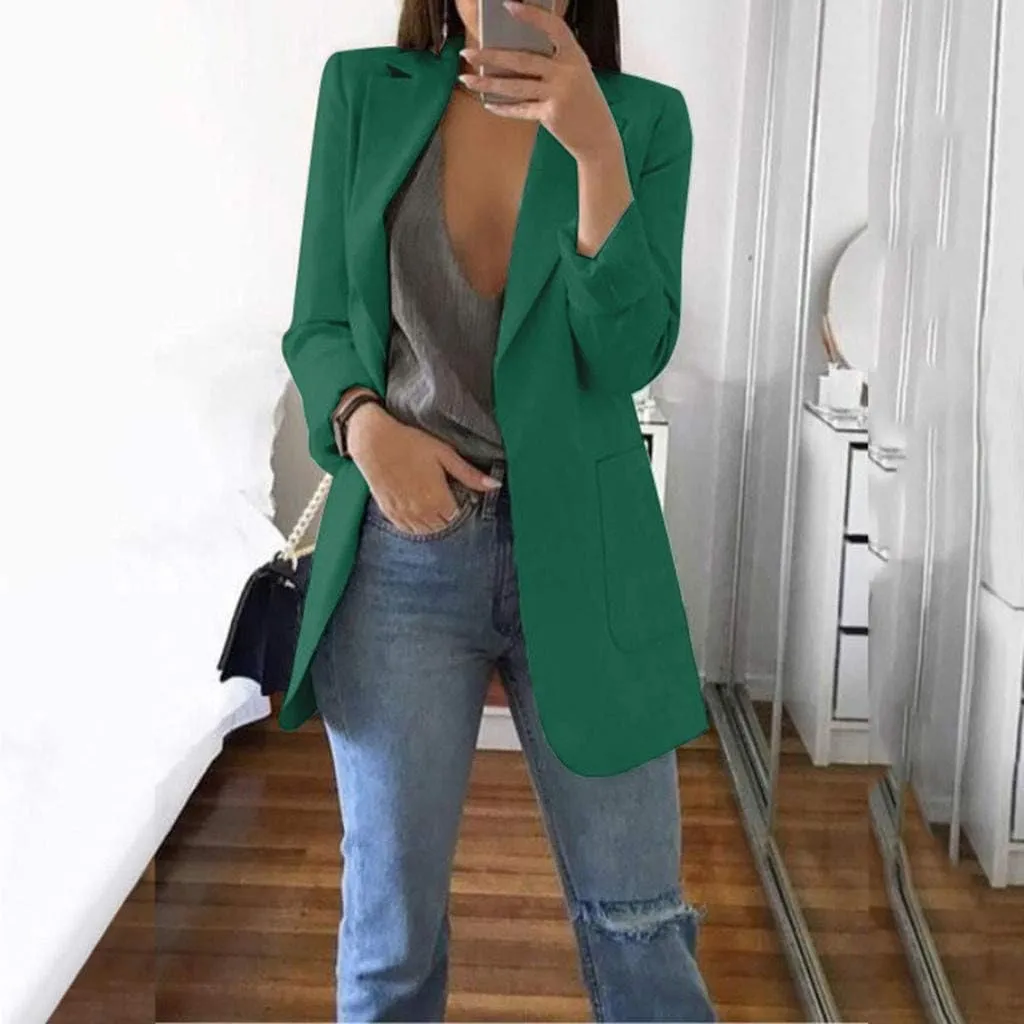 Womens Blazers Dressy Casual Plus Size Long Sleeve Blazer Oversized Open Front Lapel Collar Business Work Jacket