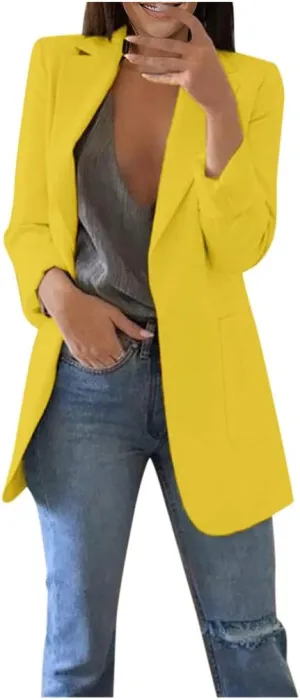 Womens Blazers Dressy Casual Plus Size Long Sleeve Blazer Oversized Open Front Lapel Collar Business Work Jacket