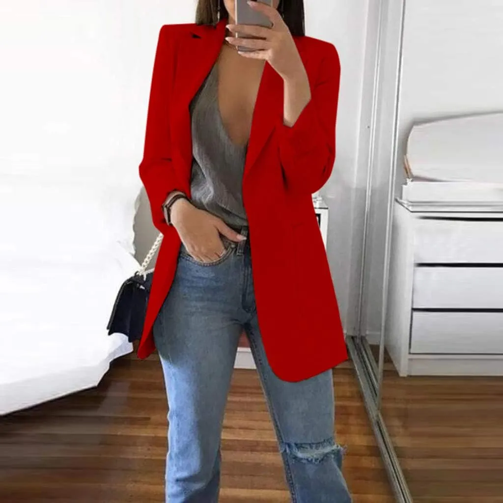 Womens Blazers Dressy Casual Plus Size Long Sleeve Blazer Oversized Open Front Lapel Collar Business Work Jacket