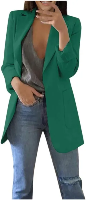 Womens Blazers Dressy Casual Plus Size Long Sleeve Blazer Oversized Open Front Lapel Collar Business Work Jacket