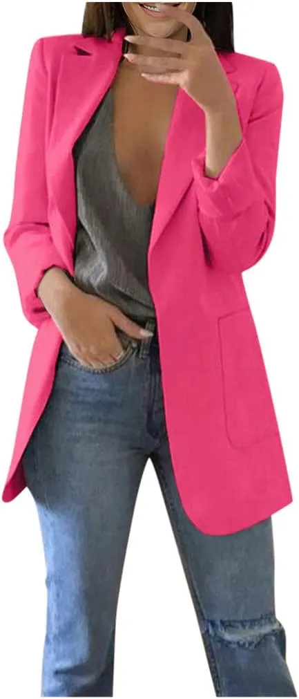 Womens Blazers Dressy Casual Plus Size Long Sleeve Blazer Oversized Open Front Lapel Collar Business Work Jacket