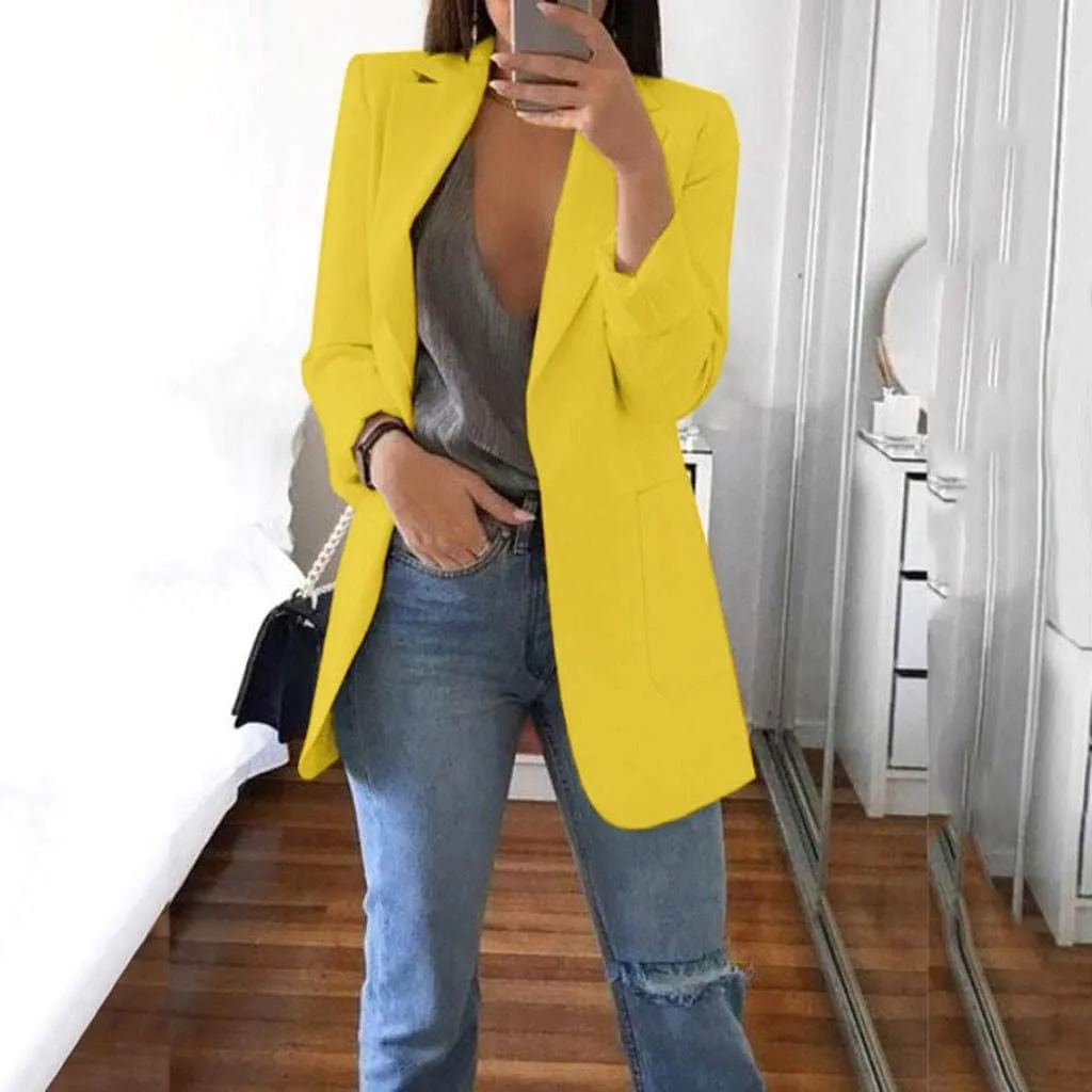 Womens Blazers Dressy Casual Plus Size Long Sleeve Blazer Oversized Open Front Lapel Collar Business Work Jacket