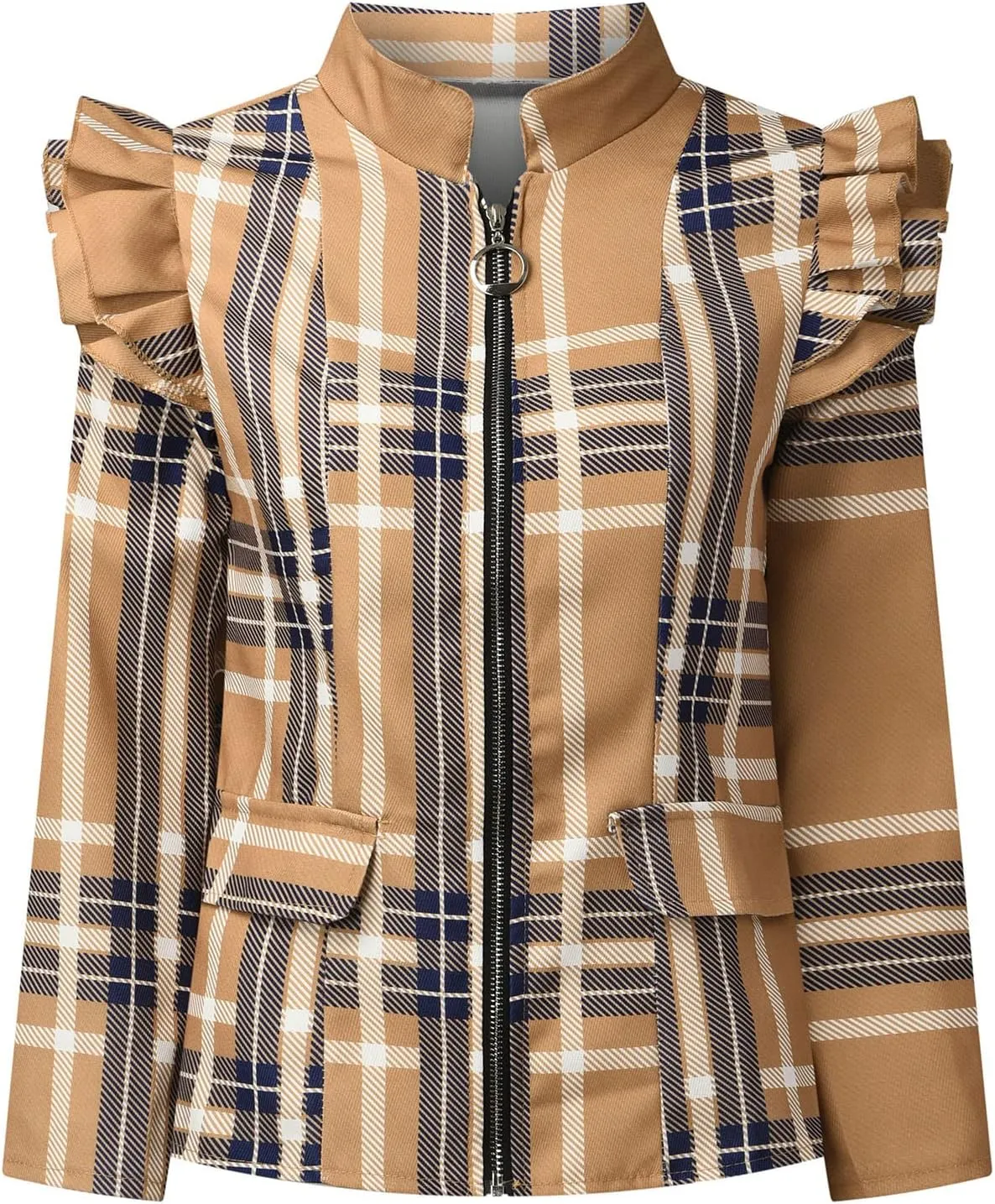 Womens Casual Blazer Jacket Long Sleeve Work 0ffice Blazer Chain Print Button Front Lapel Jackets Business Outerwear