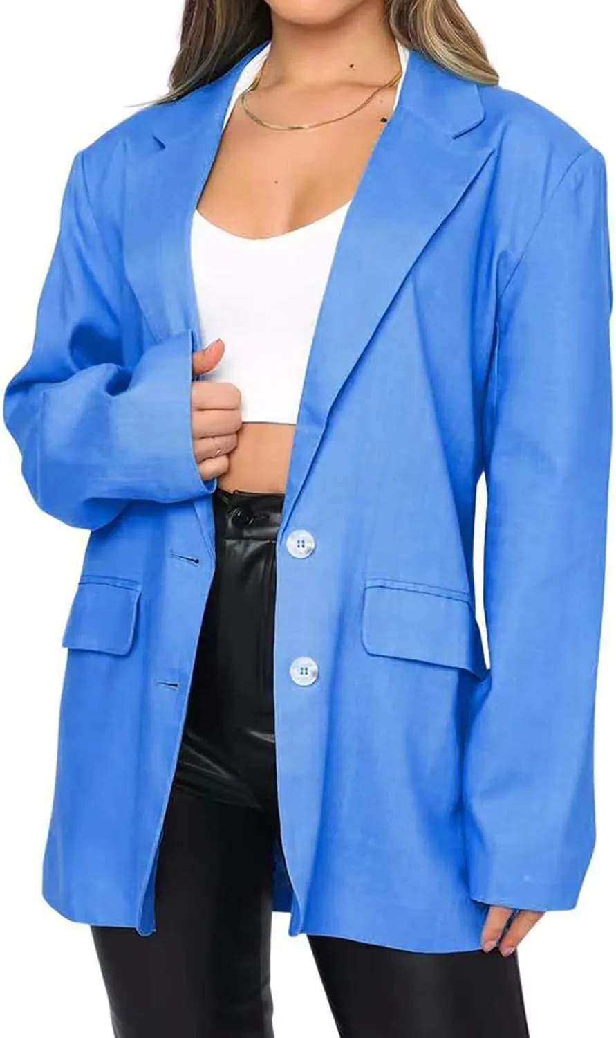Womens Casual Blazer Jacket Oversized Long Sleeve Open Front Solid Work Office Blazer Casual Elegant Suit Jackets